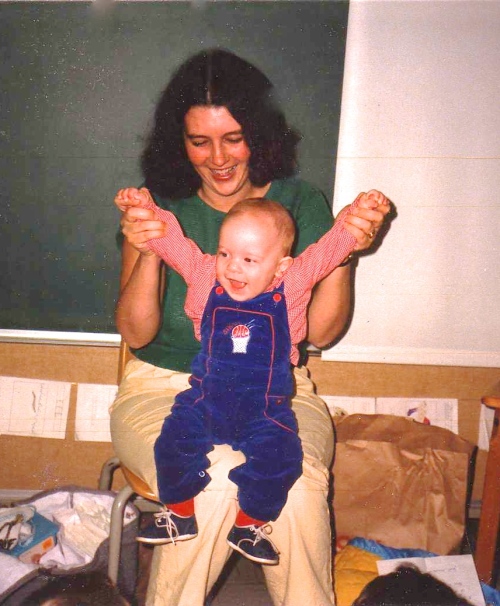baby on school visit 1985