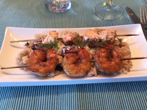 skewers shrimp chicken
